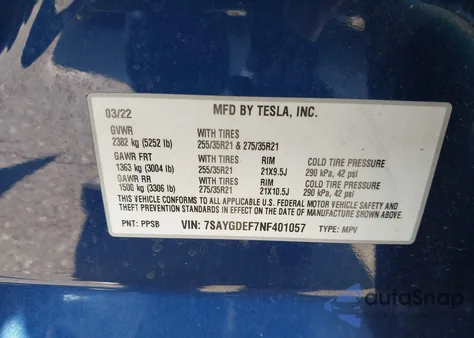 2022 Tesla Model Y Performance Dual Motor All-Wheel Drive from USA, damaged, VIN 7SAYGDEF7NF401057